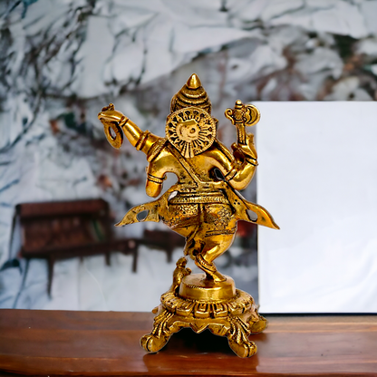 Lord Ganesha Dancing Ganpati Brass idol - 9 inches Nikuressence