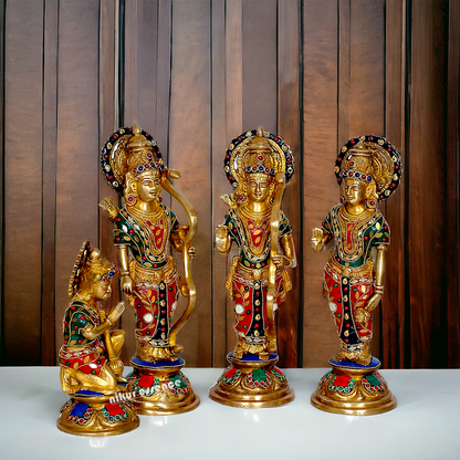 Large Ram Parivar Darbar Brass with stone work idol - 12.5 inches Nikuressence