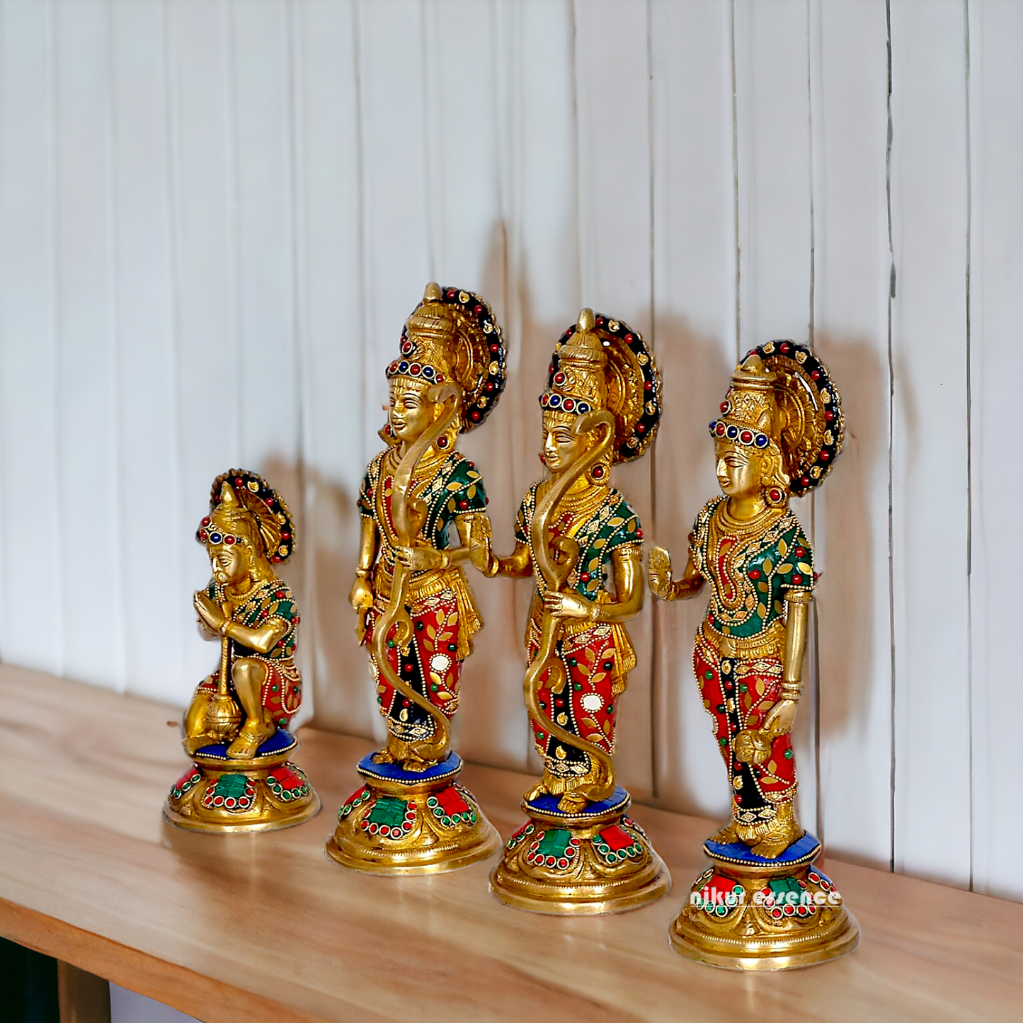 Large Ram Parivar Darbar Brass with stone work idol - 12.5 inches Nikuressence