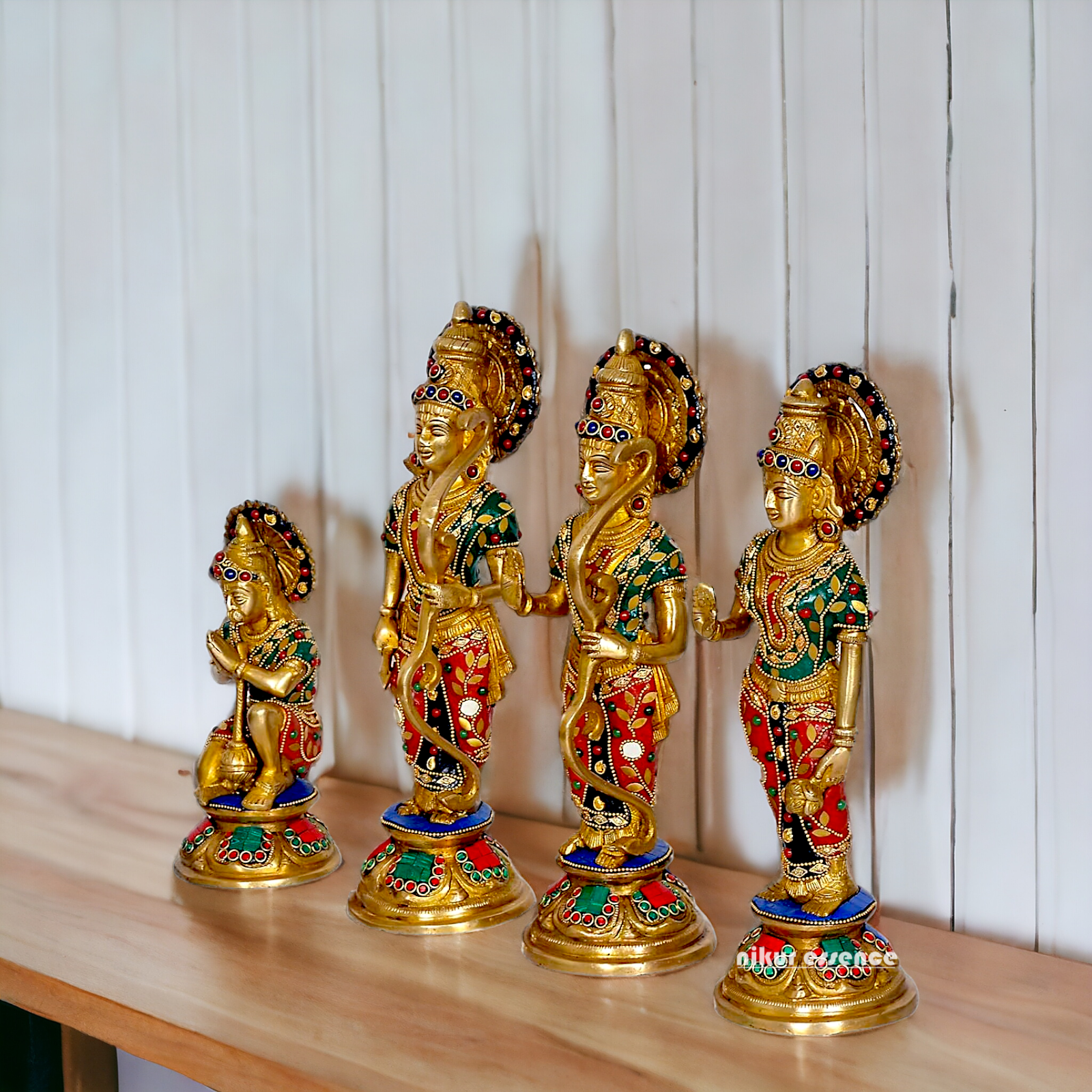 Large Ram Parivar Darbar Brass with stone work idol - 12.5 inches Nikuressence