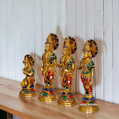 Large Ram Parivar Darbar Brass with stone work idol - 12.5 inches Nikuressence