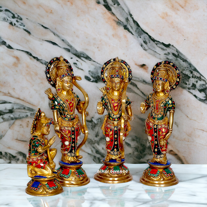 Large Ram Parivar Darbar Brass with stone work idol - 12.5 inches Nikuressence