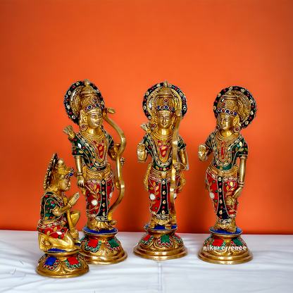 Large Ram Parivar Darbar Brass with stone work idol - 12.5 inches Nikuressence
