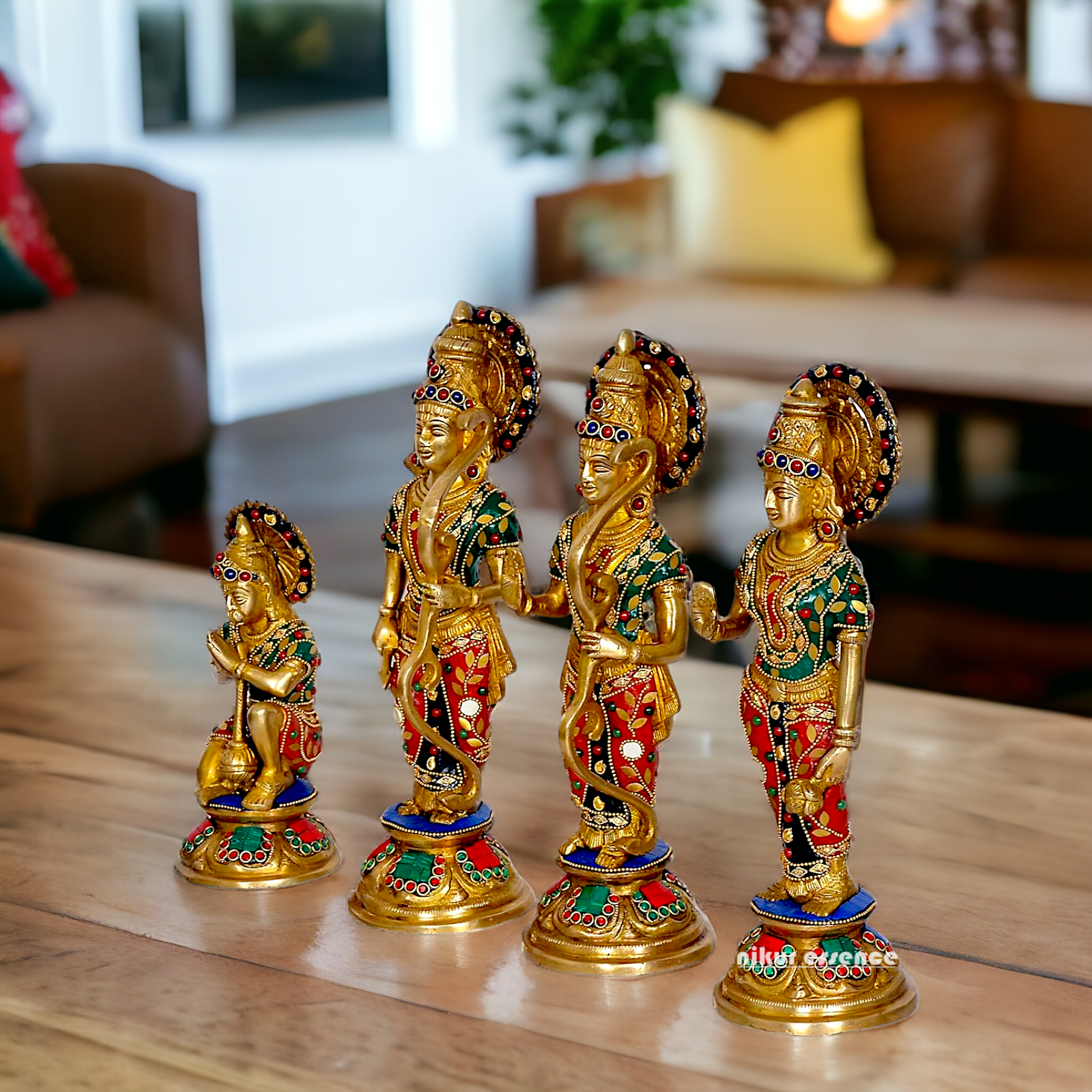 Large Ram Parivar Darbar Brass with stone work idol - 12.5 inches Nikuressence