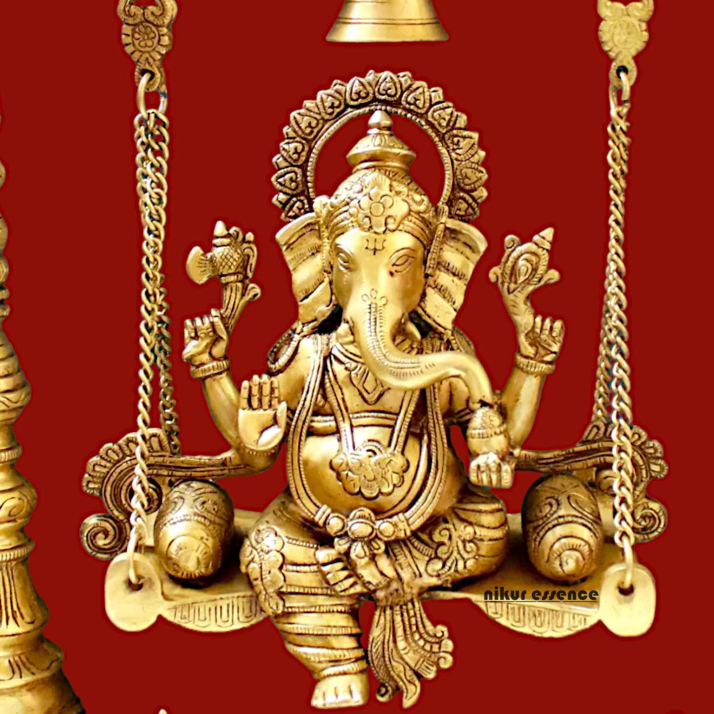 Large Ganesha Swing Jhula solid brass idol - 26 inches Nikuressence