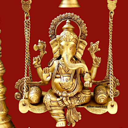 Large Ganesha Swing Jhula solid brass idol - 26 inches Nikuressence