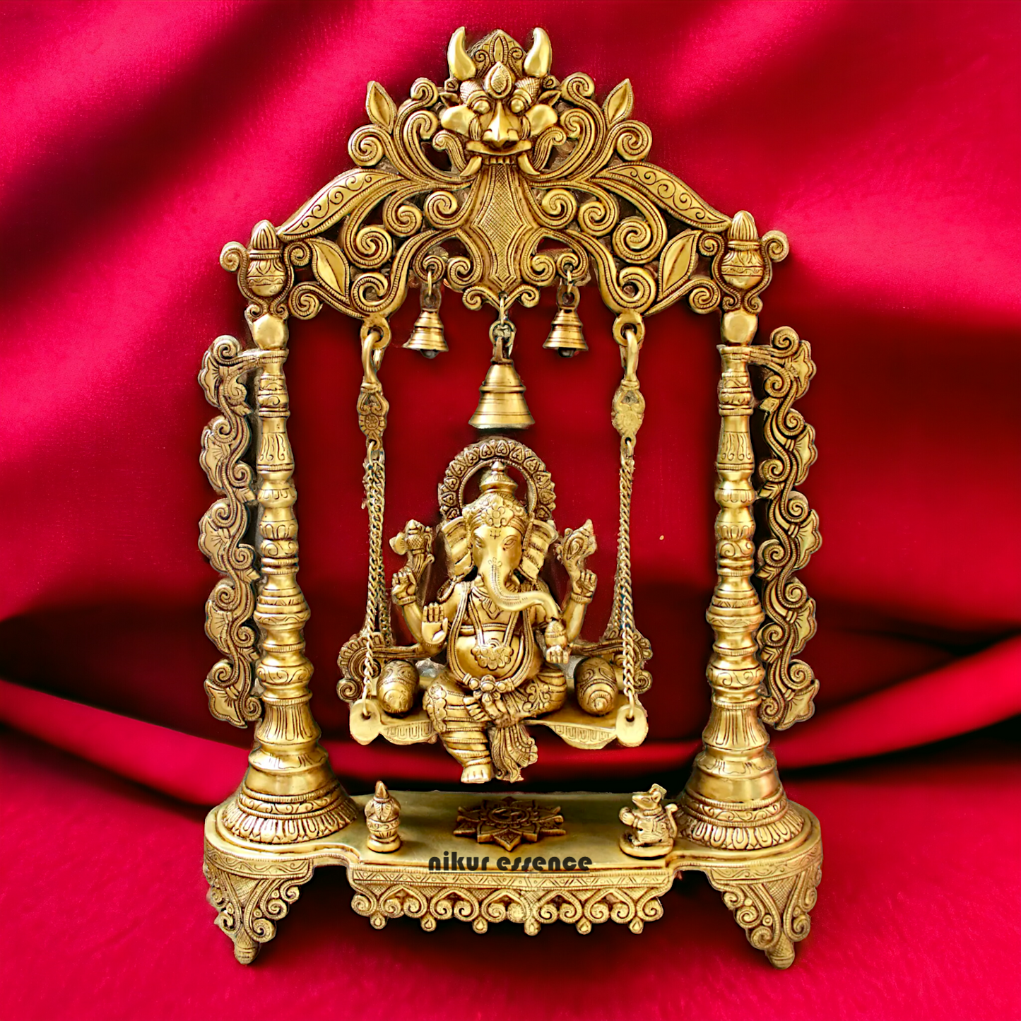 Large Ganesha Swing Jhula solid brass idol - 26 inches Nikuressence