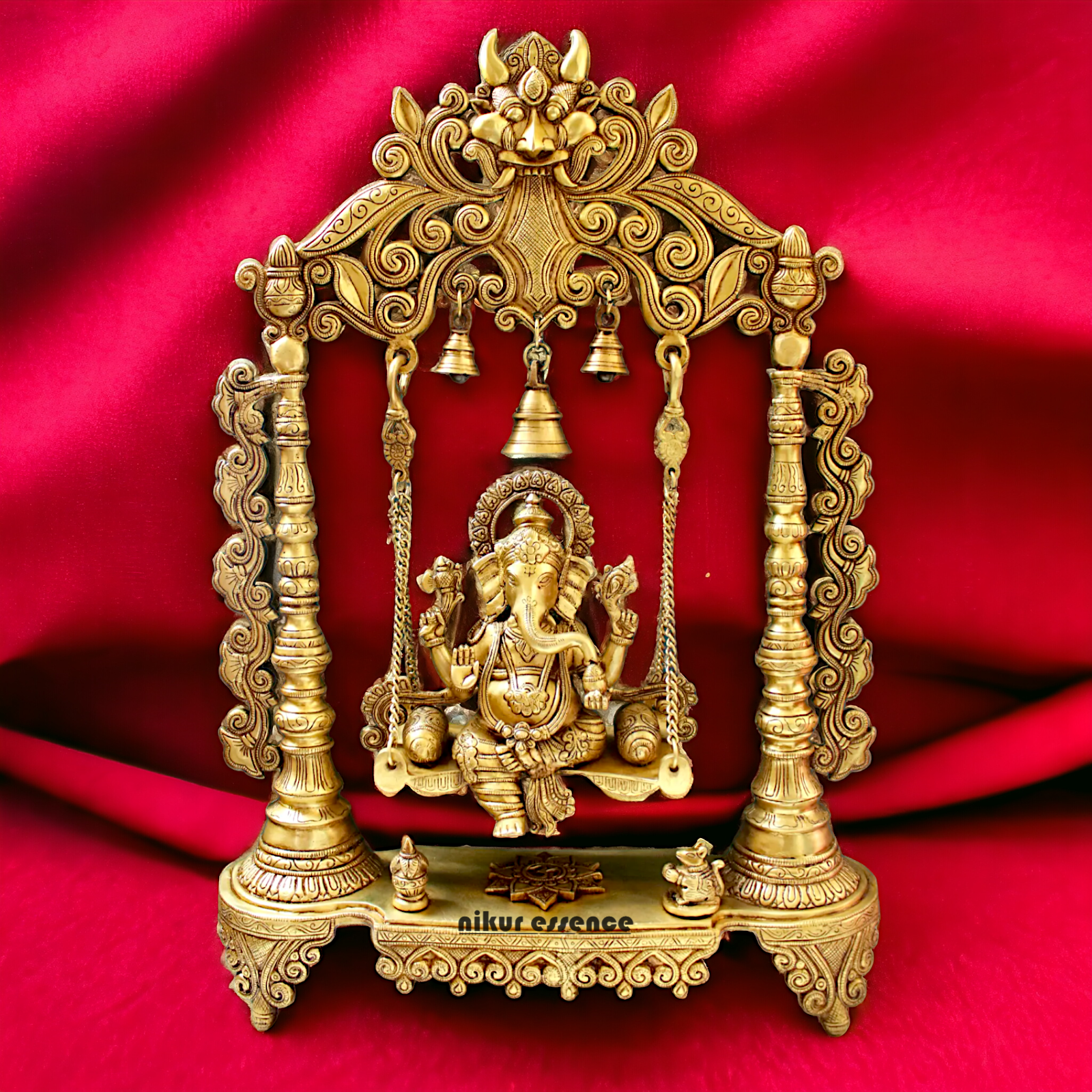 Large Ganesha Swing Jhula solid brass idol - 26 inches Nikuressence