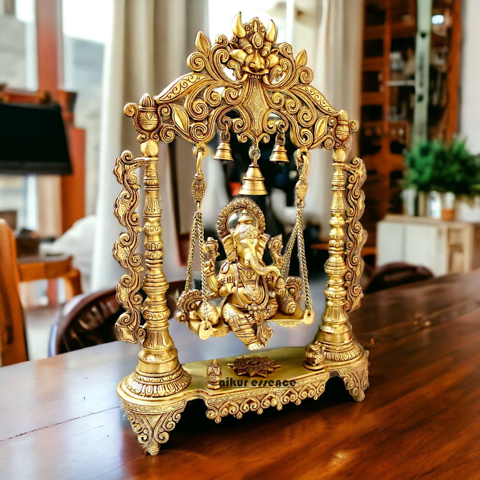 Large Ganesha Swing Jhula solid brass idol - 26 inches Nikuressence