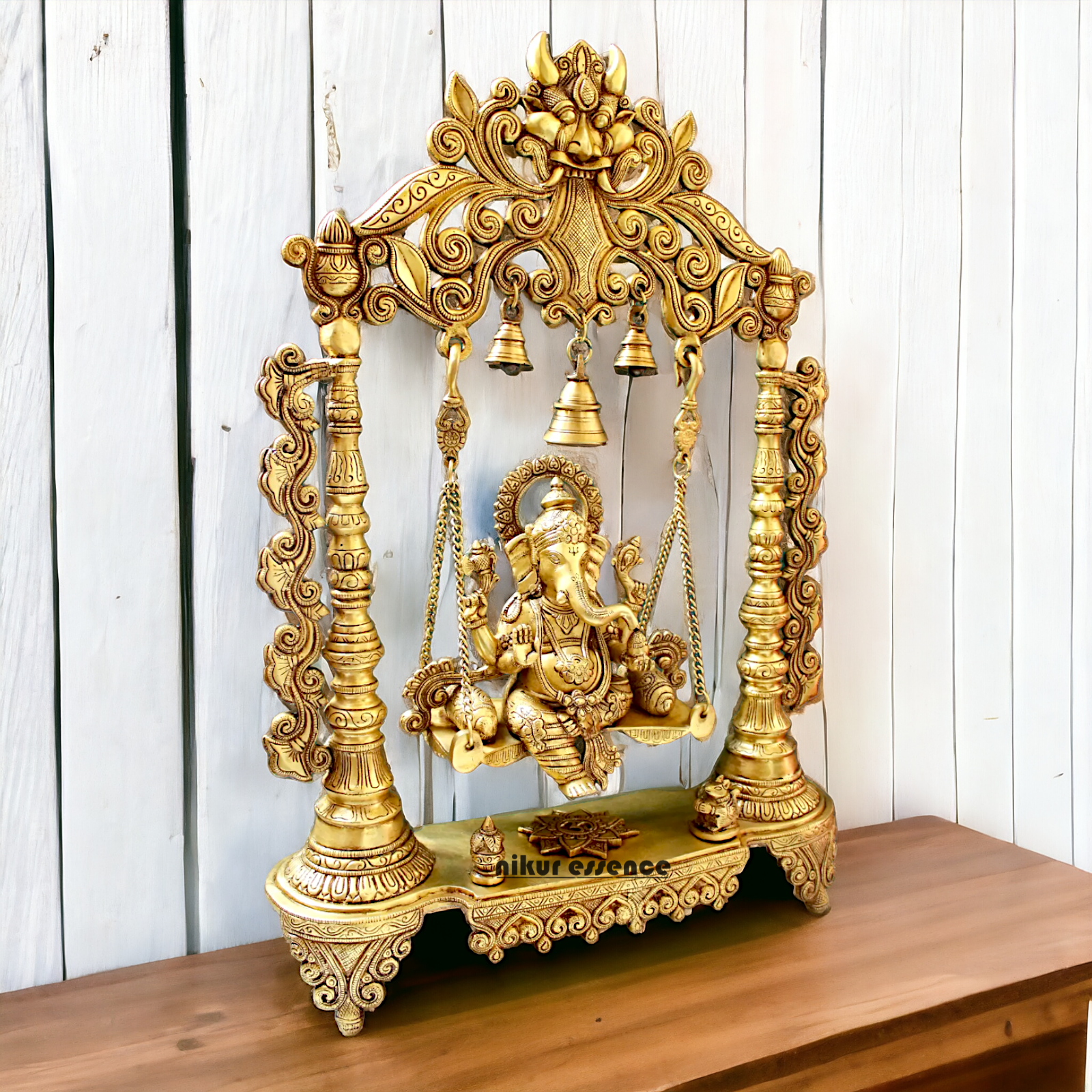 Large Ganesha Swing Jhula solid brass idol - 26 inches Nikuressence