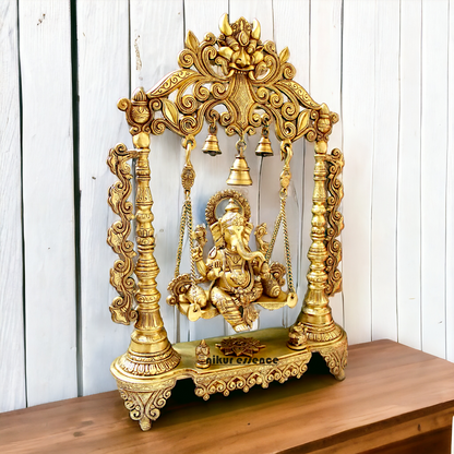 Large Ganesha Swing Jhula solid brass idol - 26 inches Nikuressence