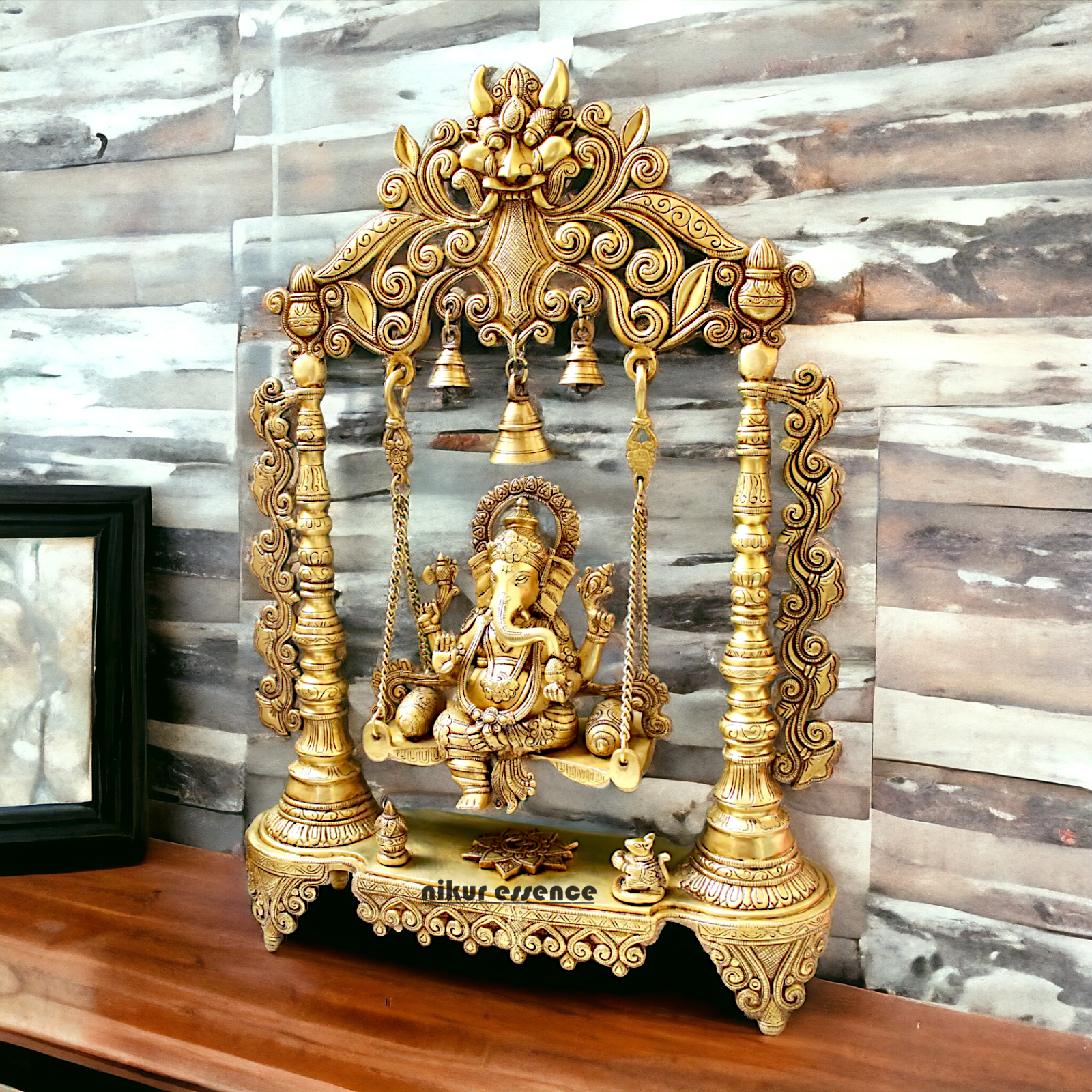 Large Ganesha Swing Jhula solid brass idol - 26 inches Nikuressence