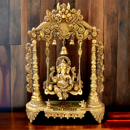 Large Ganesha Swing Jhula solid brass idol - 26 inches Nikuressence