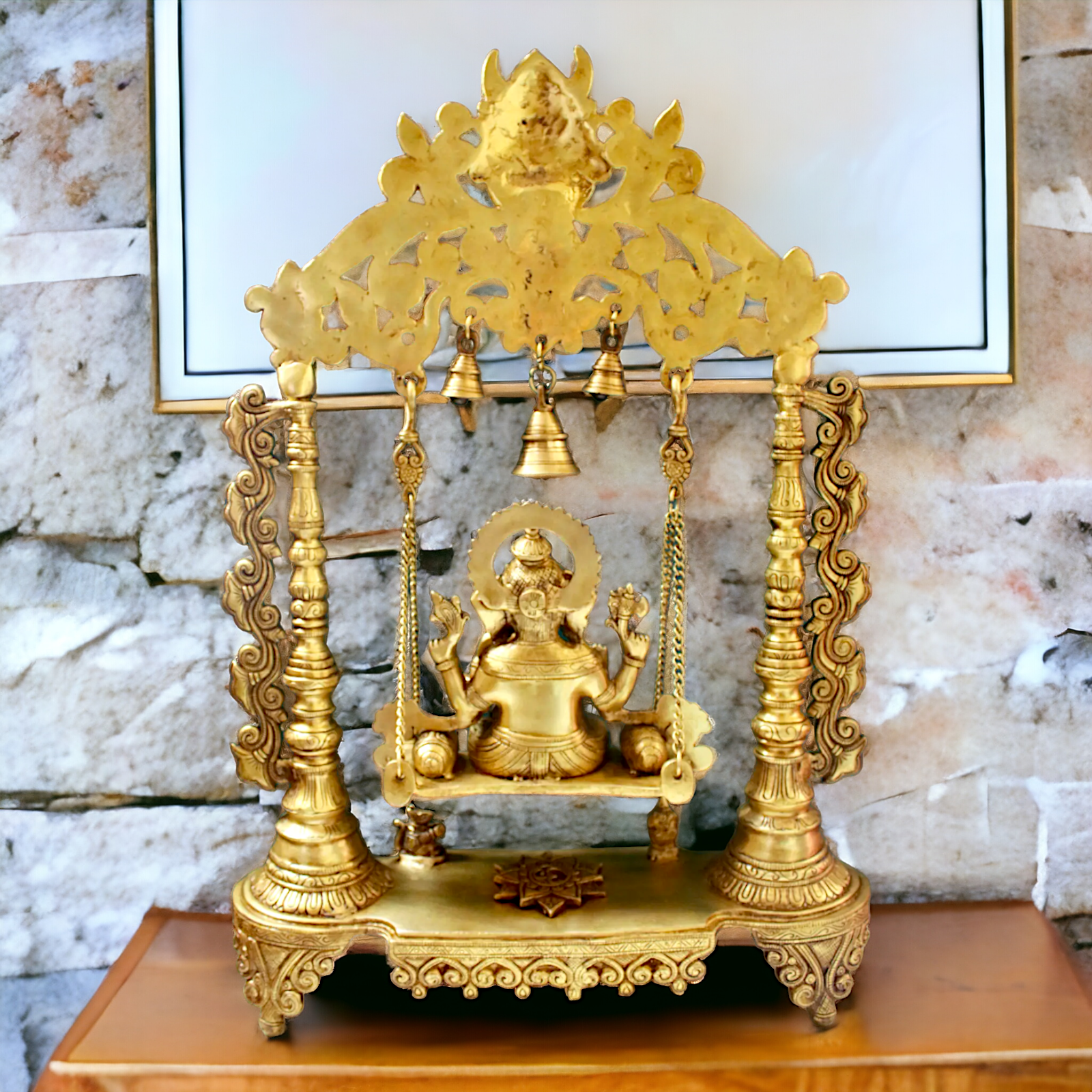 Large Ganesha Swing Jhula solid brass idol - 26 inches Nikuressence