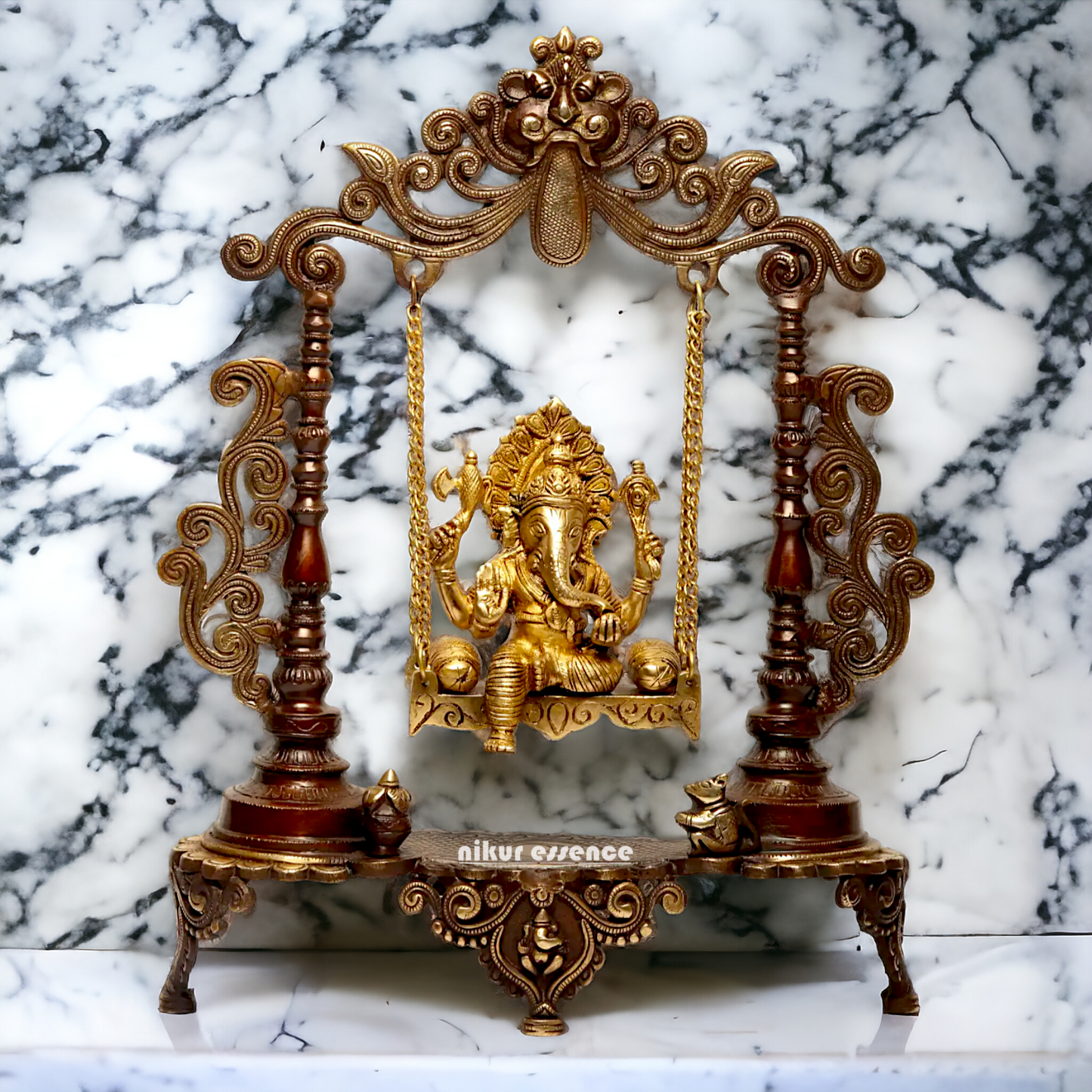 Lord Ganesha Swinging Jhula brass idol - 19 inches Nikuressence