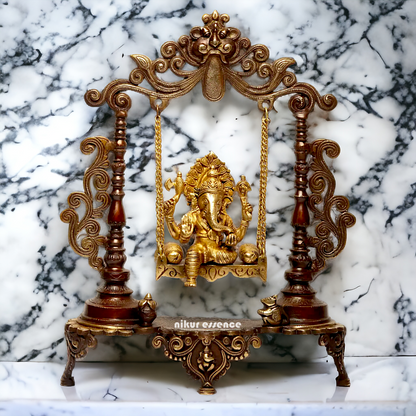 Lord Ganesha Swinging Jhula brass idol - 19 inches Nikuressence