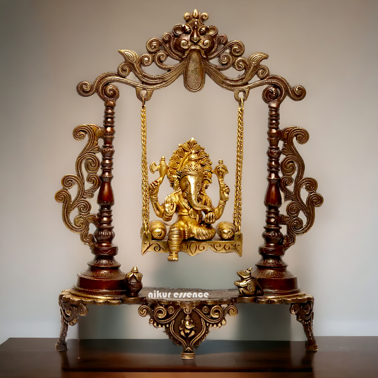 Lord Ganesha Swinging Jhula brass idol - 19 inches Nikuressence