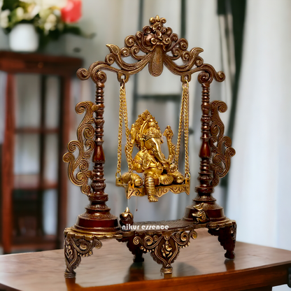 Lord Ganesha Swinging Jhula brass idol - 19 inches Nikuressence