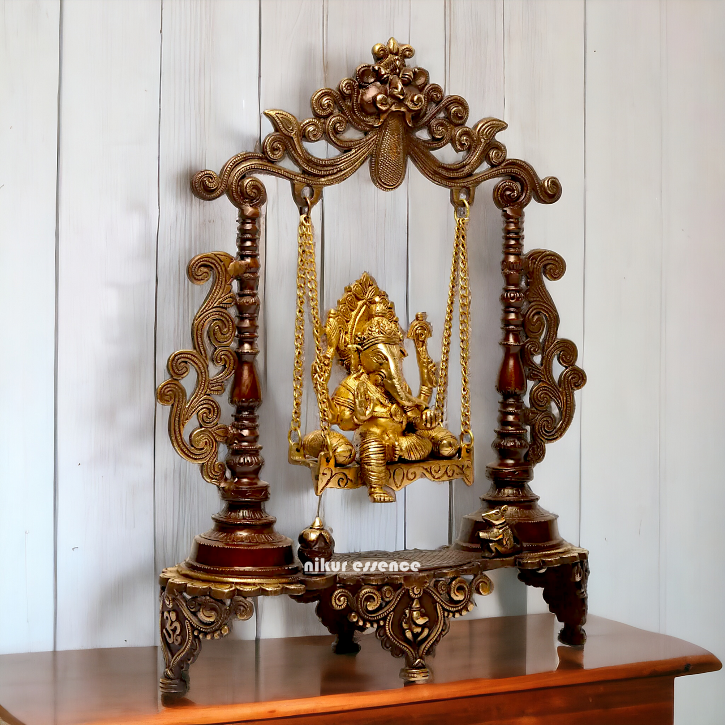 Lord Ganesha Swinging Jhula brass idol - 19 inches Nikuressence
