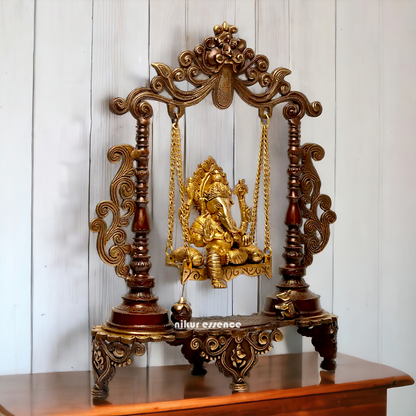 Lord Ganesha Swinging Jhula brass idol - 19 inches Nikuressence