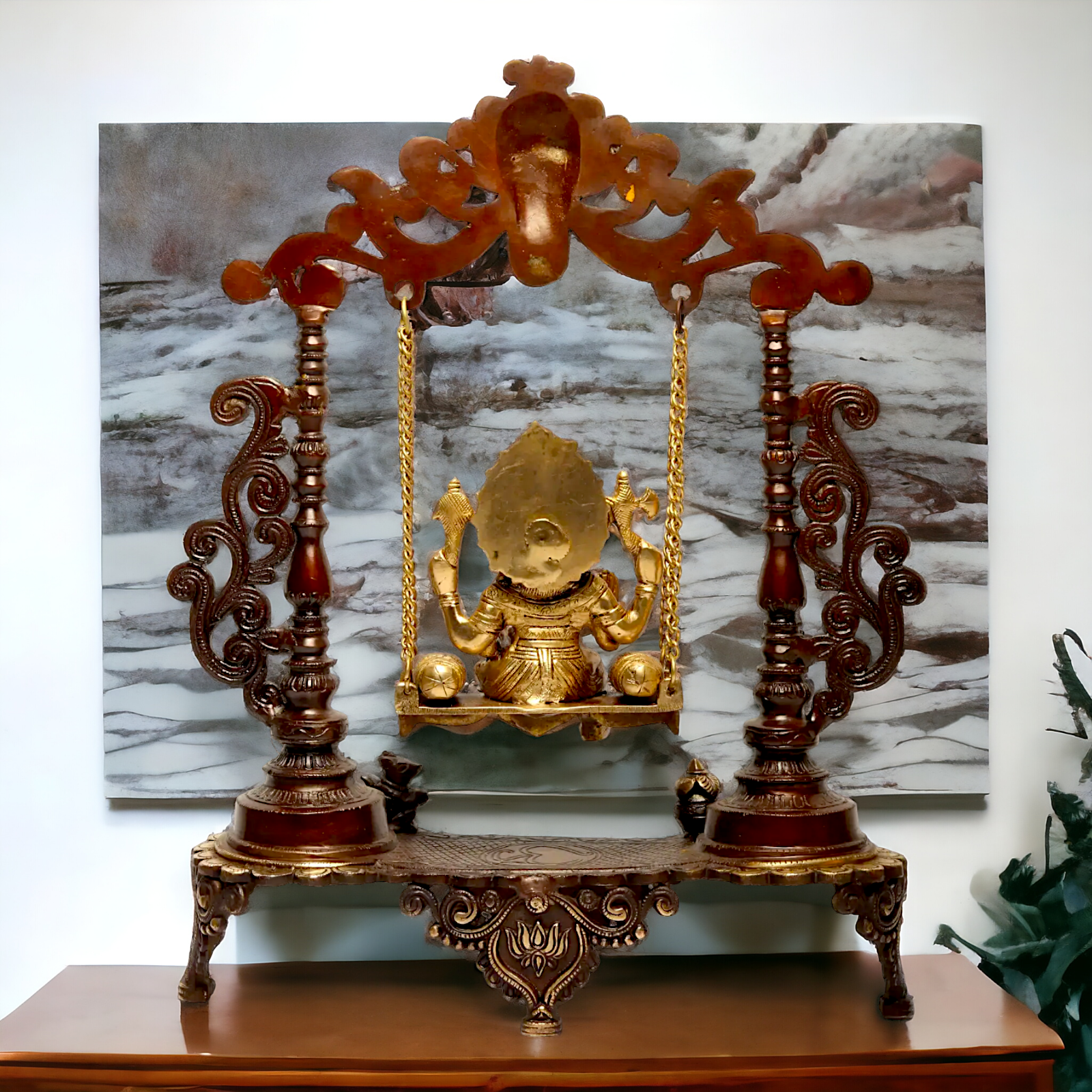 Lord Ganesha Swinging Jhula brass idol - 19 inches Nikuressence