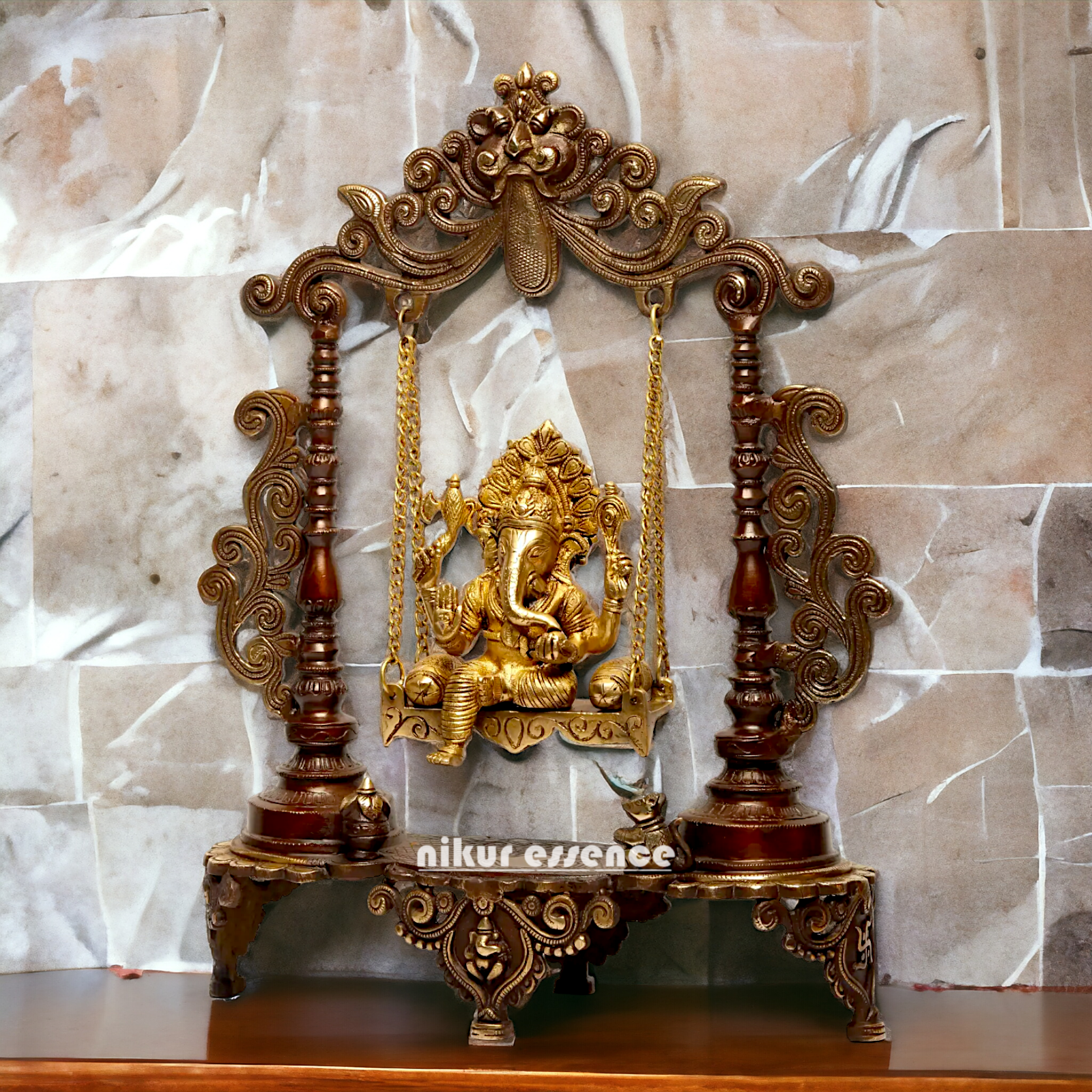 Lord Ganesha Swinging Jhula brass idol - 19 inches Nikuressence