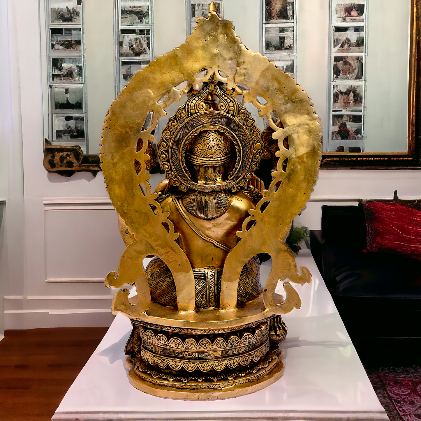 Buy Ganesha Bhagwan Sitting on Singhasan Solid Brass idol - 26.7 inches Nikuressence