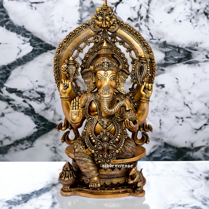 Buy Ganesha Bhagwan Sitting on Singhasan Solid Brass idol - 26.7 inches Nikuressence