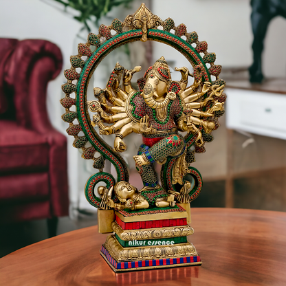Large Ganesha dancing Brass with Stone Work idol - 26 inches Nikuressence