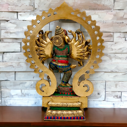 Large Ganesha dancing Brass with Stone Work idol - 26 inches Nikuressence