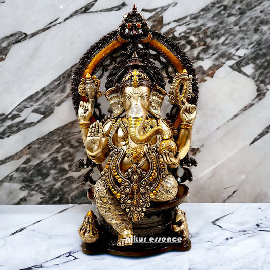 Lord Ganesha Sitting Brass Ganpati Bappa morya idol - 26.3 inches Nikuressence