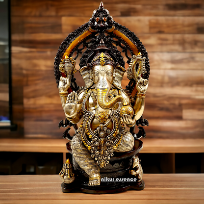 Lord Ganesha Sitting Brass Ganpati Bappa morya idol - 26.3 inches Nikuressence