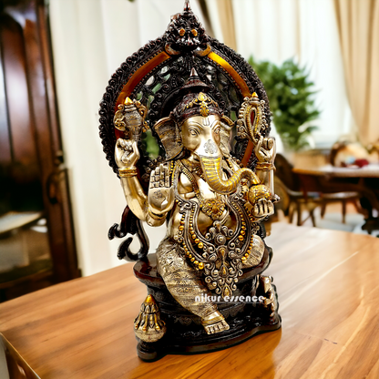 Lord Ganesha Sitting Brass Ganpati Bappa morya idol - 26.3 inches Nikuressence