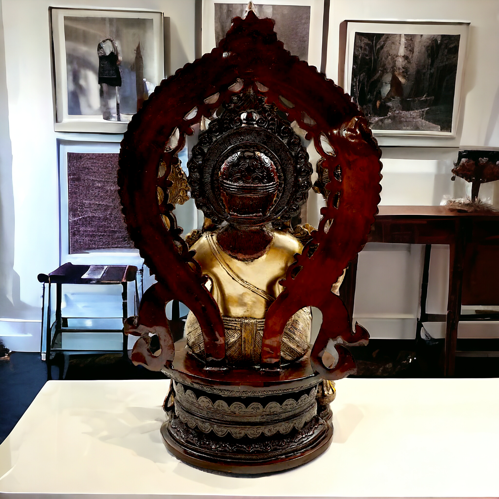 Lord Ganesha Sitting Brass Ganpati Bappa morya idol - 26.3 inches Nikuressence