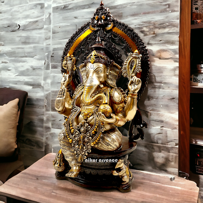 Lord Ganesha Sitting Brass Ganpati Bappa morya idol - 26.3 inches Nikuressence