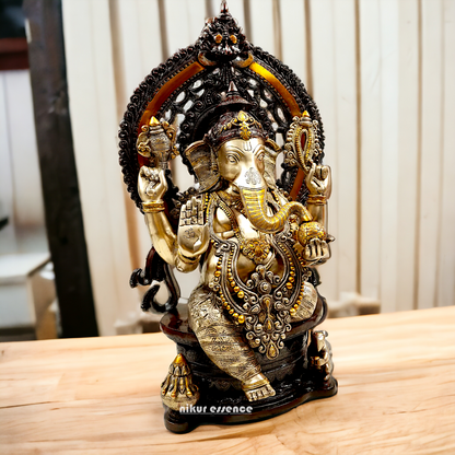 Lord Ganesha Sitting Brass Ganpati Bappa morya idol - 26.3 inches Nikuressence