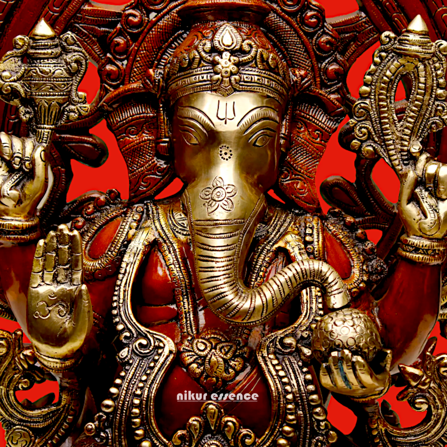 Brass Ganesha Vinayaka Seated on Lotus Idol - 25 inches Nikuressence