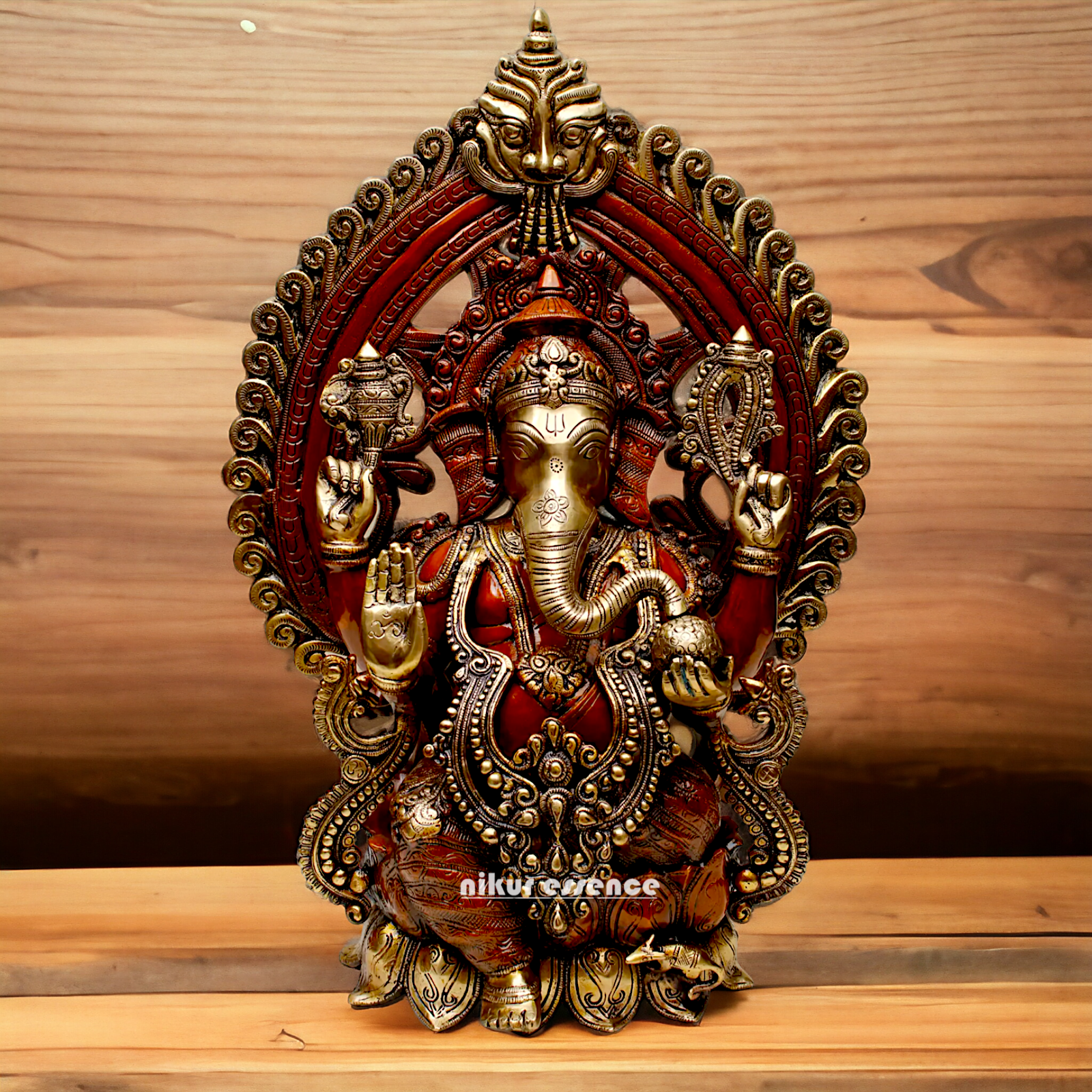Brass Ganesha Vinayaka Seated on Lotus Idol - 25 inches Nikuressence
