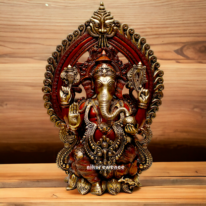 Brass Ganesha Vinayaka Seated on Lotus Idol - 25 inches Nikuressence