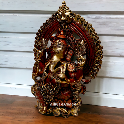 Brass Ganesha Vinayaka Seated on Lotus Idol - 25 inches Nikuressence