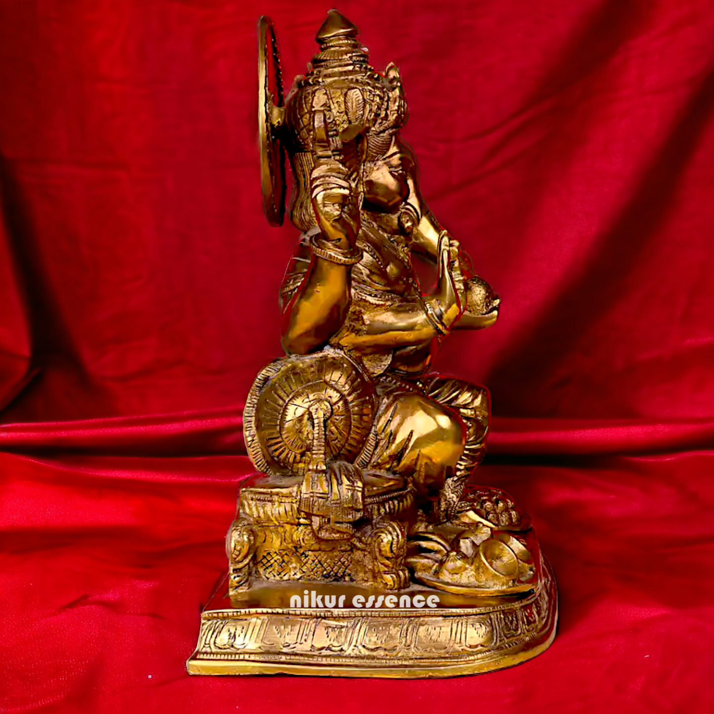 Shop Ganesha Ganpati Sitting with laddoo thali Solid Brass statue - 13 inches Nikuressence