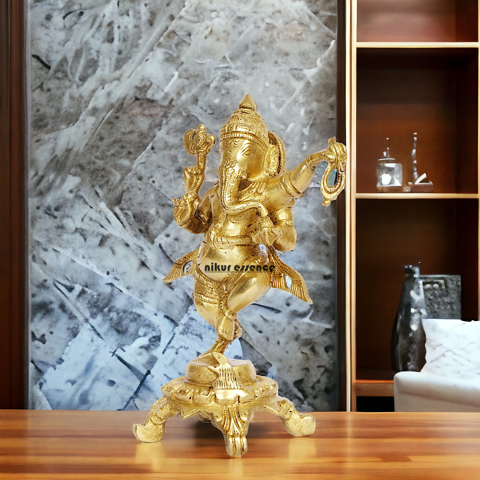 Buy Ganesha Vinayaka Dancing Solid Brass idol - 8 inches Nikuressence