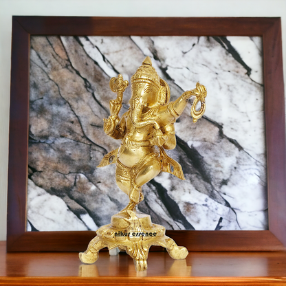 Buy Ganesha Vinayaka Dancing Solid Brass idol - 8 inches Nikuressence