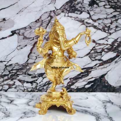 Buy Ganesha Vinayaka Dancing Solid Brass idol - 8 inches Nikuressence