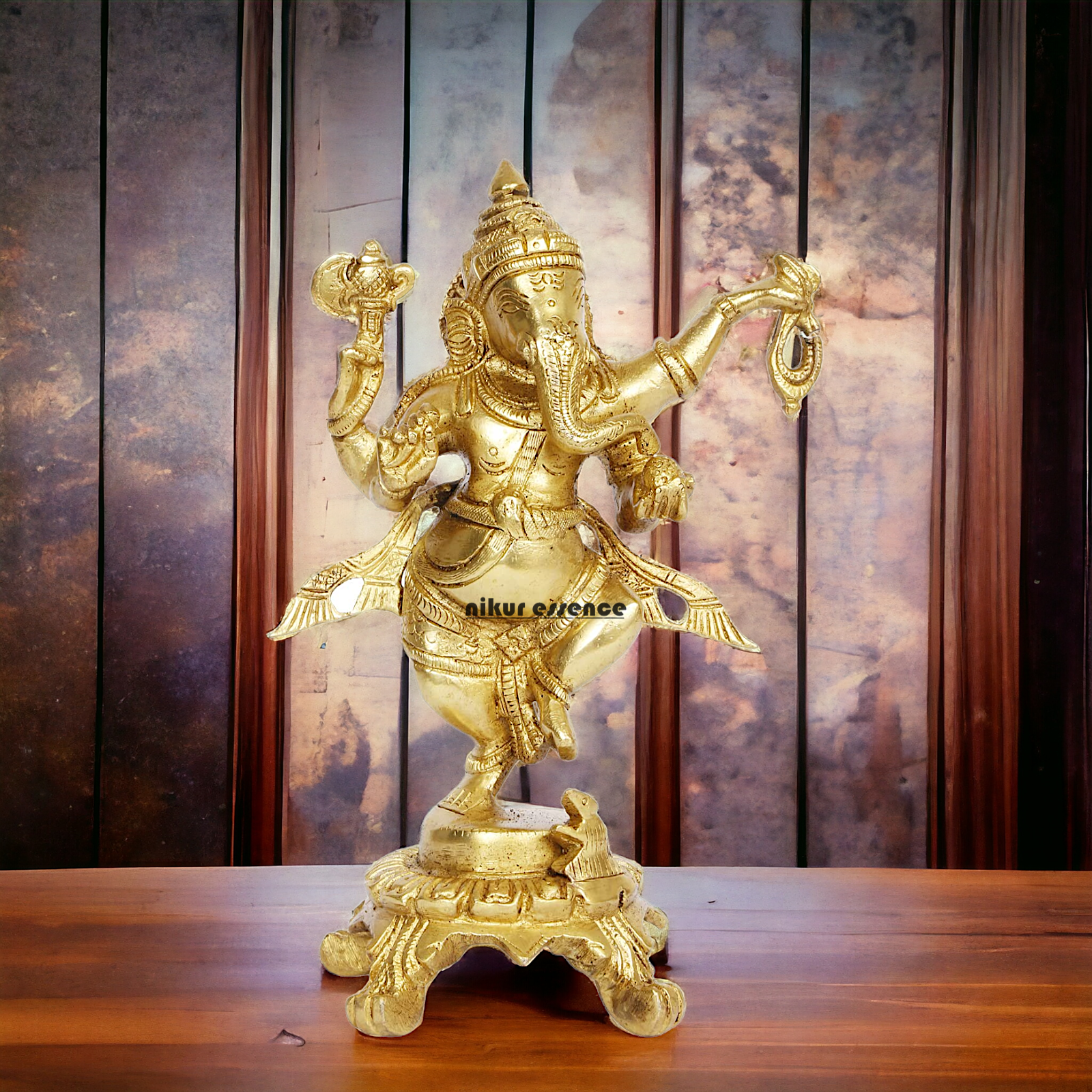 Buy Ganesha Vinayaka Dancing Solid Brass idol - 8 inches Nikuressence