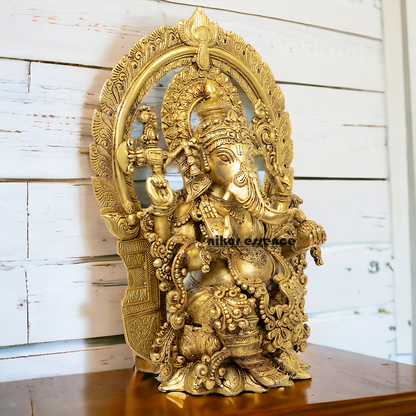Buy Ganesha Sitting on Lotus Solid brass idol - 20 inches Nikuressence