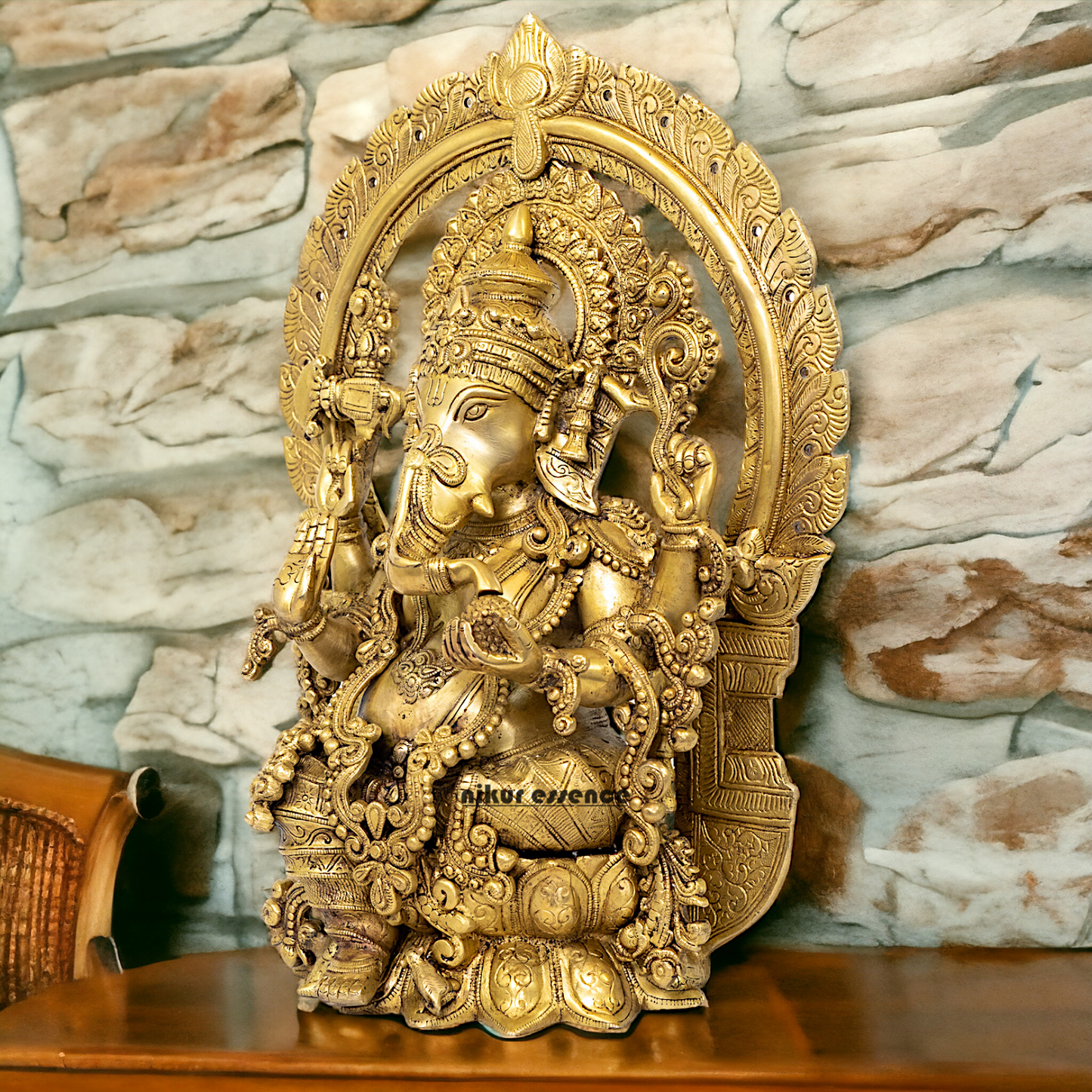 Buy Ganesha Sitting on Lotus Solid brass idol - 20 inches Nikuressence