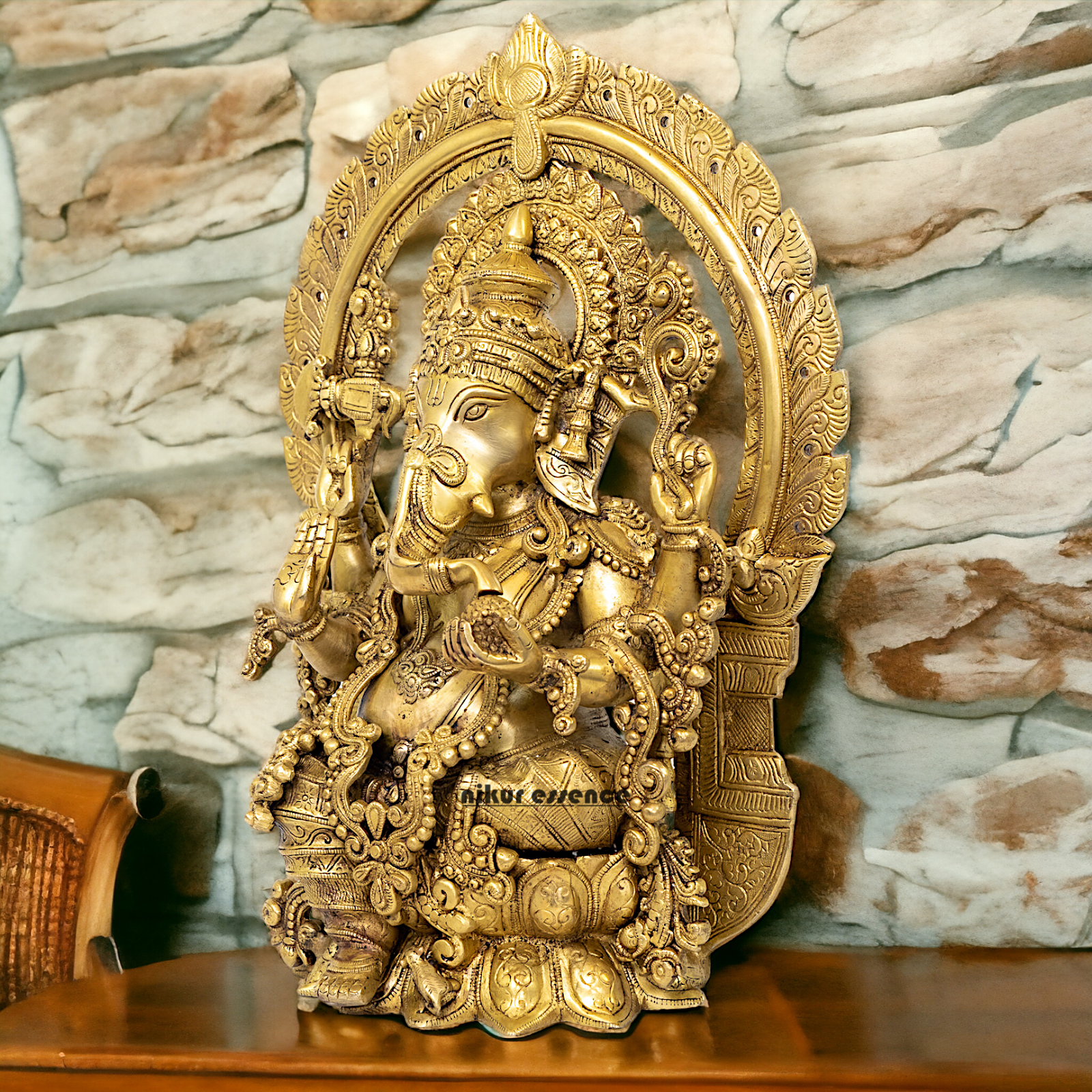 Buy Ganesha Sitting on Lotus Solid brass idol - 20 inches Nikuressence
