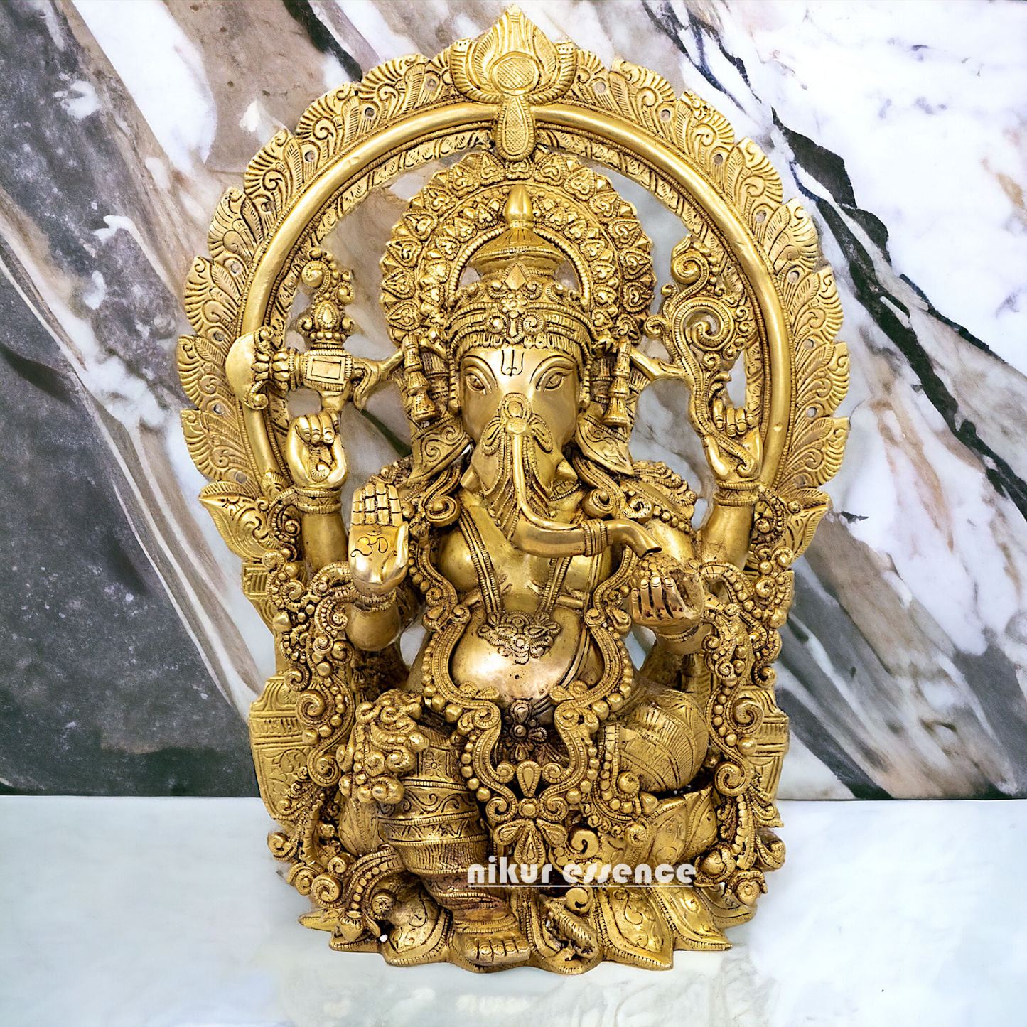 Buy Ganesha Sitting on Lotus Solid brass idol - 20 inches Nikuressence
