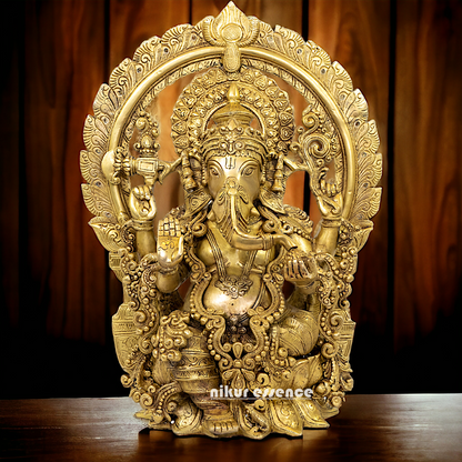 Buy Ganesha Sitting on Lotus Solid brass idol - 20 inches Nikuressence